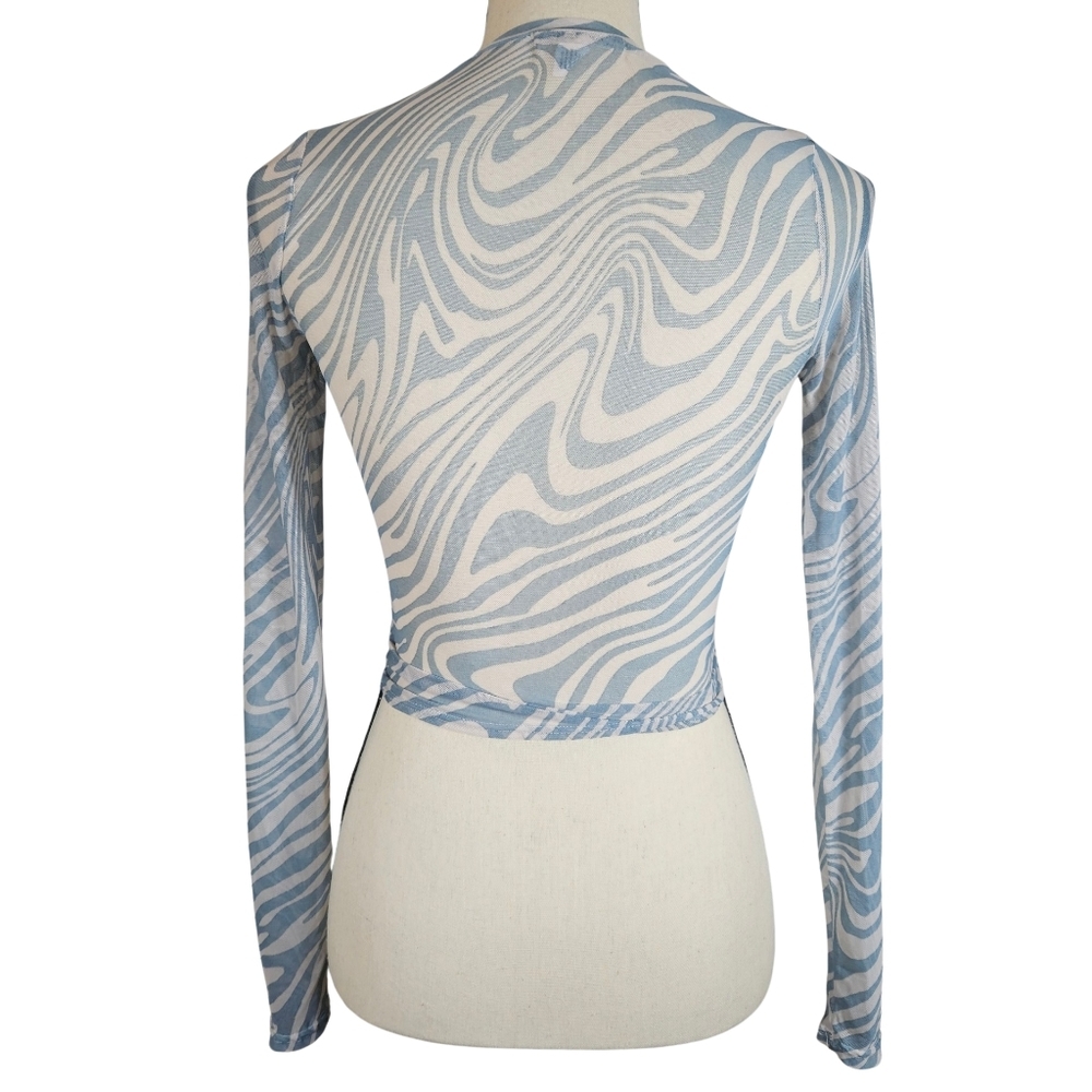 Full Tilt Pschedelic Mesh Top Blue/White Swirl Pattern, XS - Picture 2 of 8